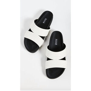 ROAM New in Box Crescent Quilt Slide Sandals in Black and White // 11